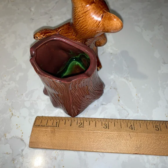 Vintage Brown Bear & Tree Stump Ceramic Spoon Holder flower vase - Picture 8 of 10